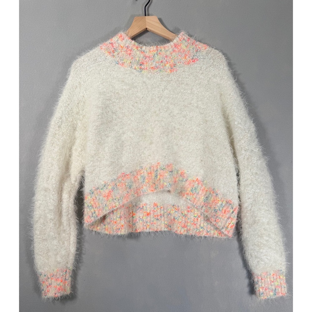 Free People Stardust Pullover Fuzzy Confetti Knit Cropped Oversized Sweater